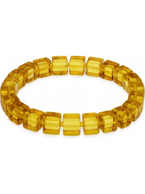 Tesbihane Ihlamur Rengi Küp Kesim Doğal Damla Kehribar Kadın Bileklik