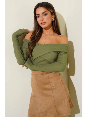Zengezur Mall Lvsqvr Madonna Çapraz Yaka Bluz Yeşil T4331 (Beden: S)