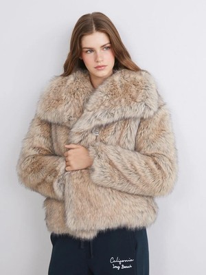 LC Waikiki Ceket Yaka Kadın Kürk Mont  (W5)