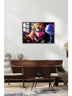 Hediye Metal Baskı Üçlü Anime Çerçeveli Metal Poster Tablo