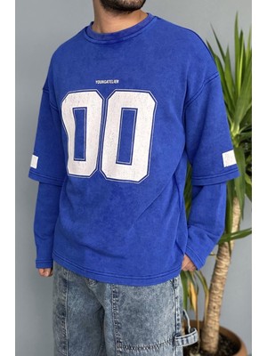 Alışveriş Sokağı Oversize Baskılı Old School Bordo Sweatshirt