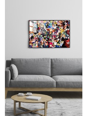 Hediye Metal Baskı Anime Kolaj Çerçeveli Metal Poster Tablo