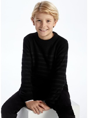 Lc Waikiki Yeni Sezon Bisiklet Yaka Çizgili Uzun Kollu Erkek Çocuk Triko Kazak