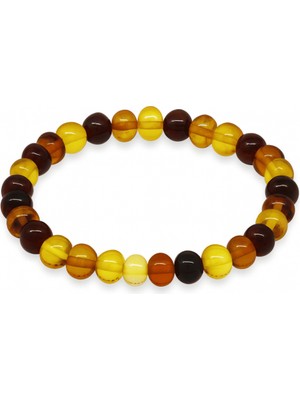 Tesbihane Süzme Multicolor Renk Natural Form Doğal Damla Kehribar Kadın Bileklik