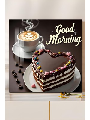 KutuTR 3D Görünümlü Temperli Cam Tablo – Good Morning Uv Baskı 33X33 CM-CTK122