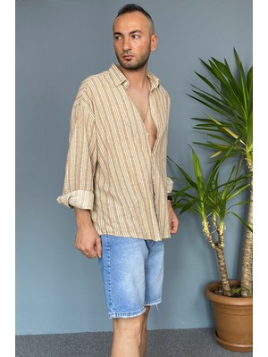 Alışveriş Sokağı %100 Pamuk Yumuşak Dokulu Yeşil Oversize Gömlek