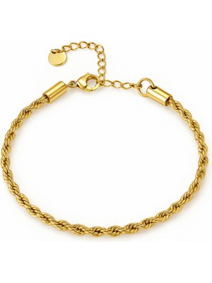 Tesbihane Kadın Çelik Bileklik - Burma Model - Altın Renk