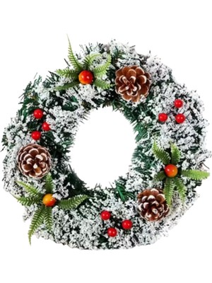 Trade Bazaar El Yapımı Noel Çelengi – Suni Kar Efekti, Çam Kozalakları ve Kırmızı Yemiş Detaylı | Iç & Dış Mekan Uyumlu Şenlikli Yılbaşı Kapı ve Ev Dekoru | Elektriksiz, Plastik, Tüysüz Tasarım (1 Adet)