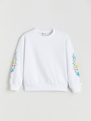 Lc Waikiki Yeni Sezon Bisiklet Yaka Çiçekli Kız Çocuk Sweatshirt