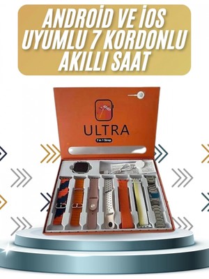 Marsilyan 7 Kordonlu Akıllı Saat Plastik Kordon Hasır Kordon Çelik Kordon