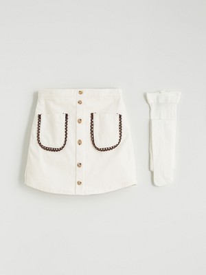 Lc Waikiki Yeni Sezon Basic Kız Bebek Şort Etek ve Külotlu Çorap 2'li