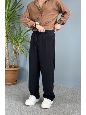 Alışveriş Sokağı Modal Kumaş Bağcıklı Baggy Pantolon Haki