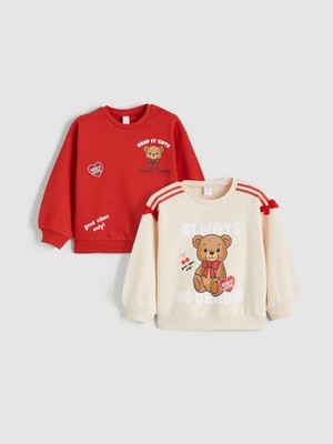 Lc Waikiki Yeni Sezon Bisiklet Yaka Kız Çocuk Kalın Sweatshirt 2'li