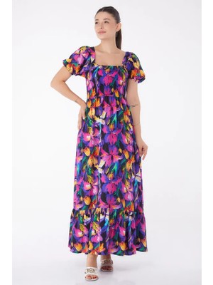 Bosel Kadın Fuşya Gipeli Kısa Kollu Elbise