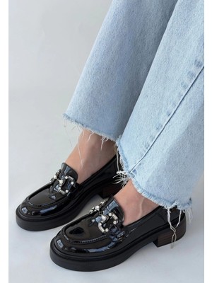 Bosel Ertin Siyah Rugan Oxford Ayakkabı