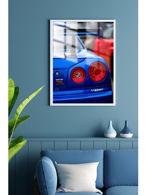Hediye Metal Baskı Nissan Gtr Araba Çerçeveli Metal Poster Tablo