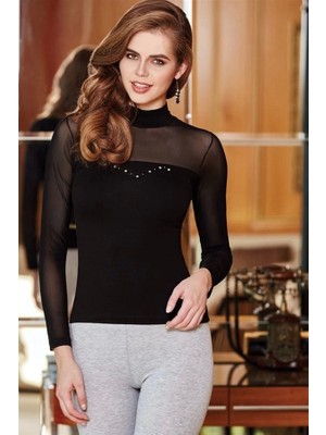 Çamaşır Kenti Berrak Bayan Transparan Omuz Siyah Badi 8054