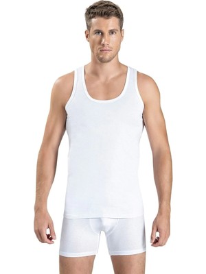 Jiber 6'lı Beyaz Penye Askılı Atlet Erkekler İçin %100 Pamuklu Rahat Kesim İç Giyim