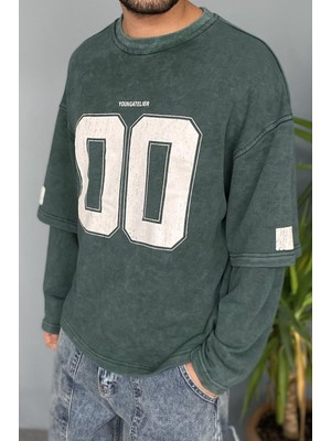 Alışveriş Sokağı Oversize Baskılı Old School Bordo Sweatshirt