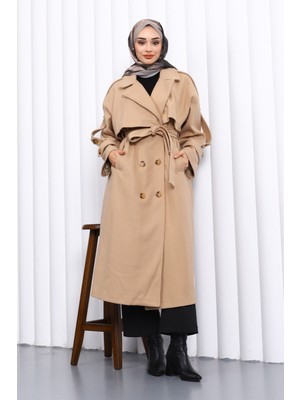 İmaj Butik Vizon Kravuze Yaka Astarlı Kaşe Kaban