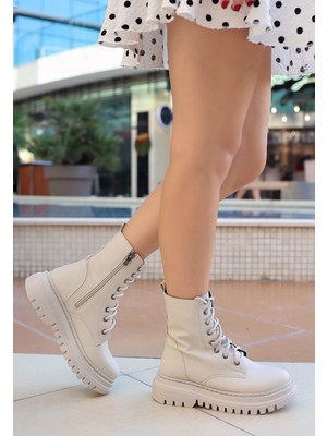 Bosel Toan Bej Cilt Bağcıklı Bot