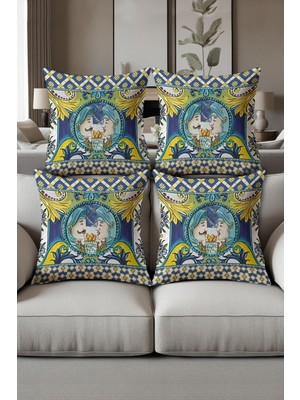 Dolce Mariee Dijital Baskılı Yumuşak Dokulu 4’lü Kırlent Kılıfı Takımı (43X43 Cm) KRL0071