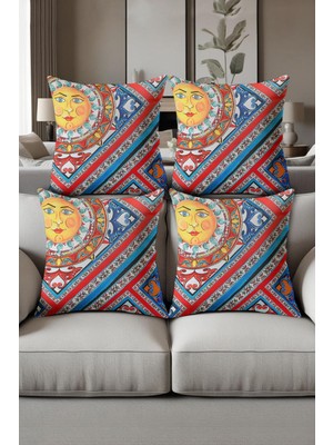 Dolce Mariee Dijital Baskılı Yumuşak Dokulu 4’lü Kırlent Kılıfı Takımı (43X43 Cm) KRL0072