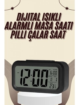 Marsilyan Dijital Masa Saati Termometreli Takvim Çalar Saat Led Ekran Pilli