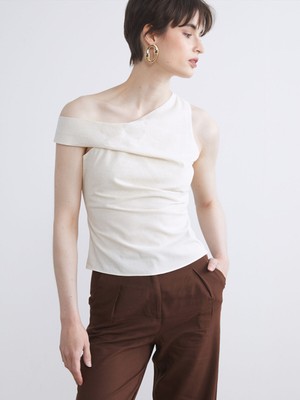 Lc Waikiki Yeni Sezon Tek Omuz Keten Karışımlı Bluz