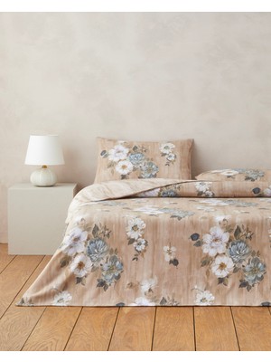 English Home Rose Bright Dijital Baskılı Kolay Ütülenir Çift Kişilik Çarşaflı Nevresim Takımı 200x220 cm Kahverengi