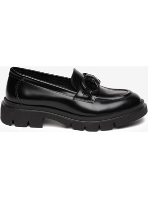 Greyder Kadın Siyah Hakiki Deri Loafer Ayakkabı 5K2CA35160