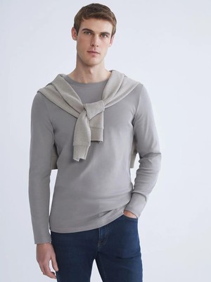 LC Waikiki Bisiklet Yaka Basic Uzun Kollu Erkek Tişört  (W5)