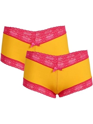 Giyim Kadın Pamuklu 2li Boxer Sarı