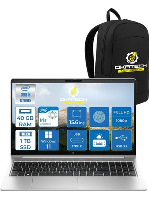 Hp Probook 450G10 İ5-1334U 40 GB Ram 1 Tb Nvm SSD 15.6”fhd WİN11PRO Notebook+Okatech Çanta