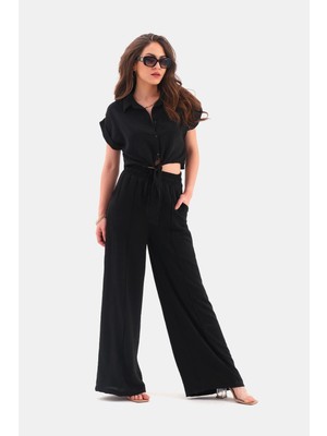 Isawella Önden Bağlamalı Aerobin Ikili Takım - Siyah