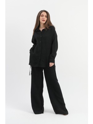 Isawella Yandan Bağlamalı Tunik Gömlek - Siyah