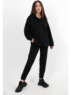 Isawella Jakarlı Kapitone Ikili Takım - Siyah