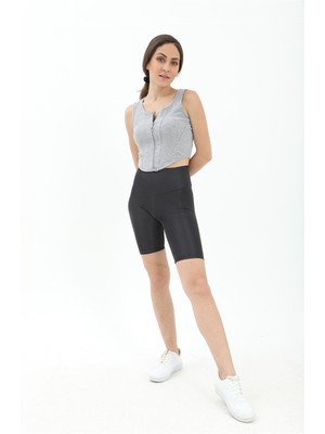 Isawella V Kemer Parlak Şort Tayt - Antrasit