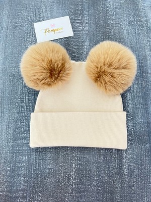 Pempem Bandana Kız Bebek Iri Peluş Ponponlu Kaşkorse Bere