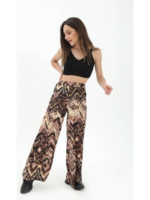 Isawella Dalga Desenli Pantolon - Kahverengi