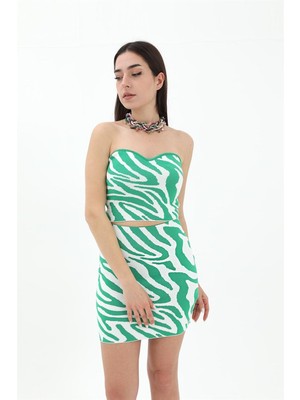 Isawella Zebra Desen Etek - Yeşil