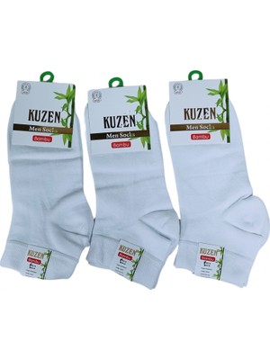 Kuzen Dikişsiz Yarım Konç  Beyaz Bambu Erkek Çorap 6 Adet