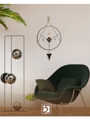Bablo Meridyen Bronz Klasik Sarkaçlı Sessiz Mekanizma Camlı Metal Duvar Saati G50 x Y90 cm