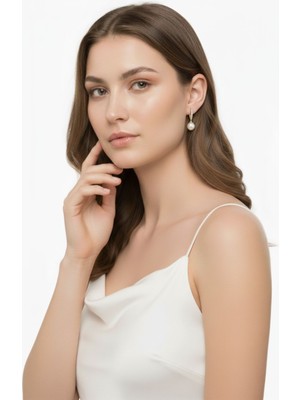 Birinci1926 Beyaz Doğal Inci Taşlı Küpe