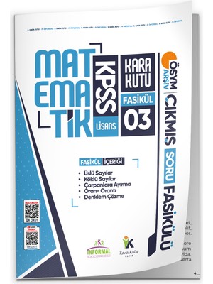 Kara Kutu Yayın Karakutu Yayınları 2026 KPSS Matematik Kara Kutu 3.Fasikül ÖSYM Çıkmış Soru ÜSLÜ-KÖKLÜ SAYILAR-DENKLEM ÇÖZME ModülerSet