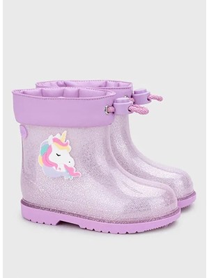 Igor Bımbı Simli Unicorn Bot Kız Çocuk İçin Su Geçirmez Kışlık Çizme 22-28 Numara Lila