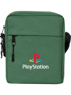 Zepplin Giyim Playstation Logo White Omuz Çantası Fermuarlı Yeşil Renk