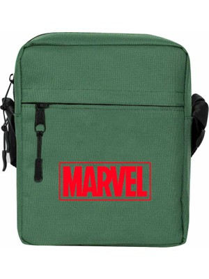 Zepplin Giyim Marvel Logo Omuz Çantası Fermuarlı Yeşil Renk