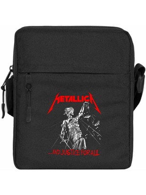 Zepplin Giyim Metallica And Justice For All Omuz Çantası Fermuarlı Siyah Renk
