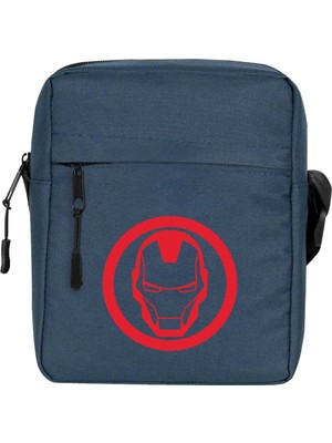 Zepplin Giyim Iron Man Invincible Logo Omuz Çantası Fermuarlı Lacivert Renk